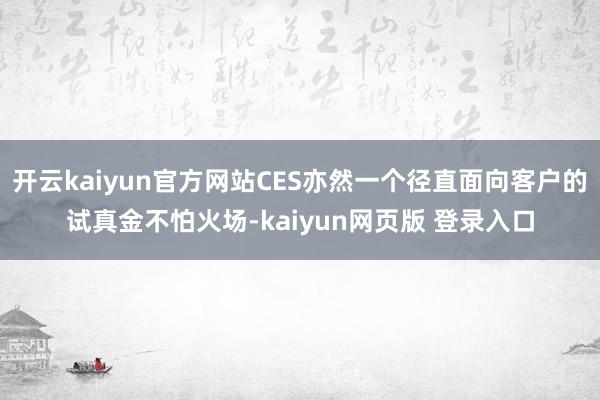 开云kaiyun官方网站CES亦然一个径直面向客户的试真金不怕火场-kaiyun网页版 登录入口